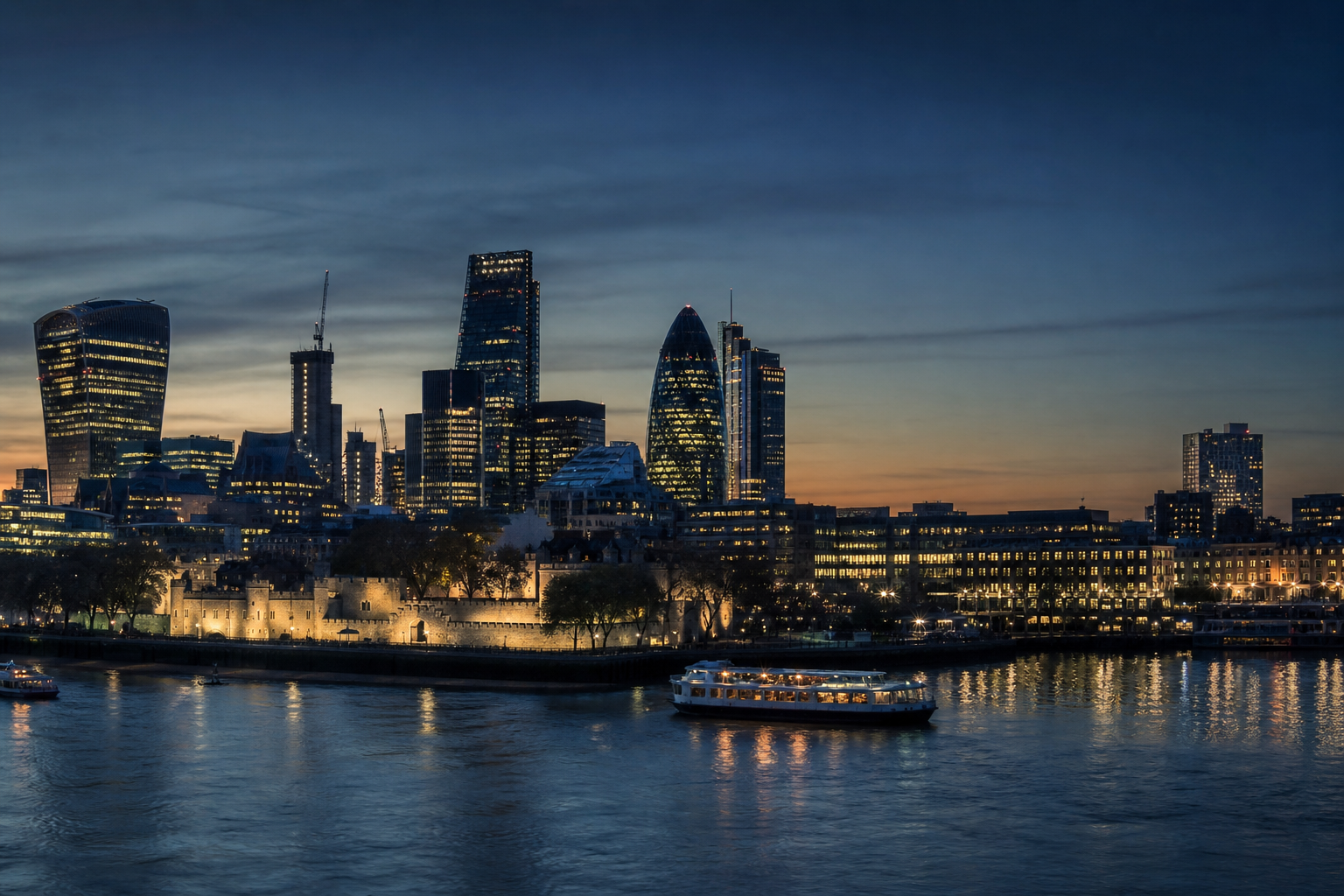 London skyline at dusk